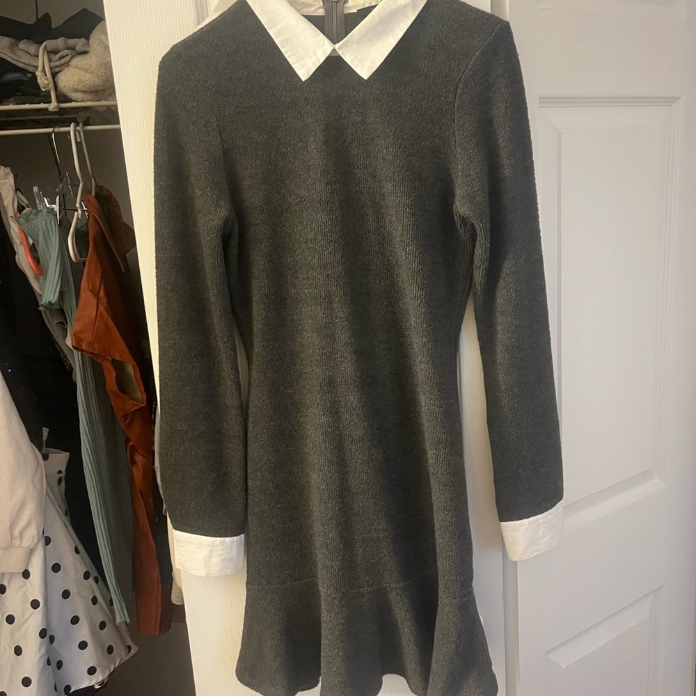 Gray and White Dress